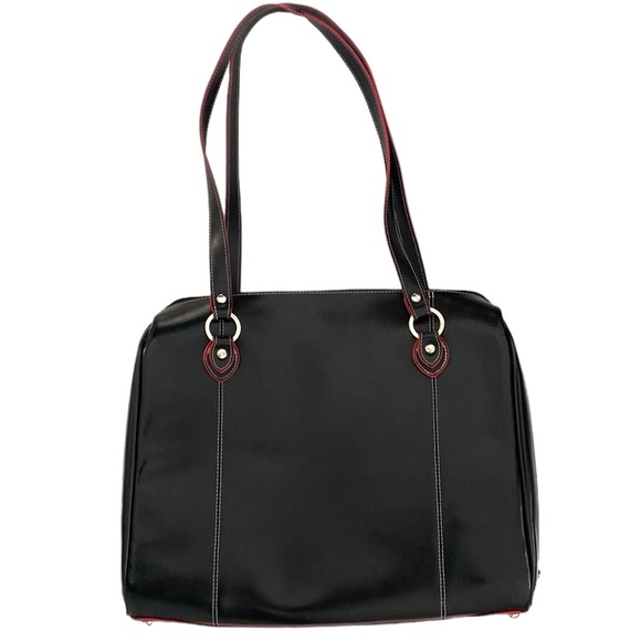 McKlein Glenview Black Red Leather Laptop Shoulder Bag - Picture 5 of 16